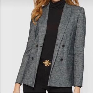 J. McLaughlin Black White Houndstooth‎ Warrington Jacket Blazer Wool Classic